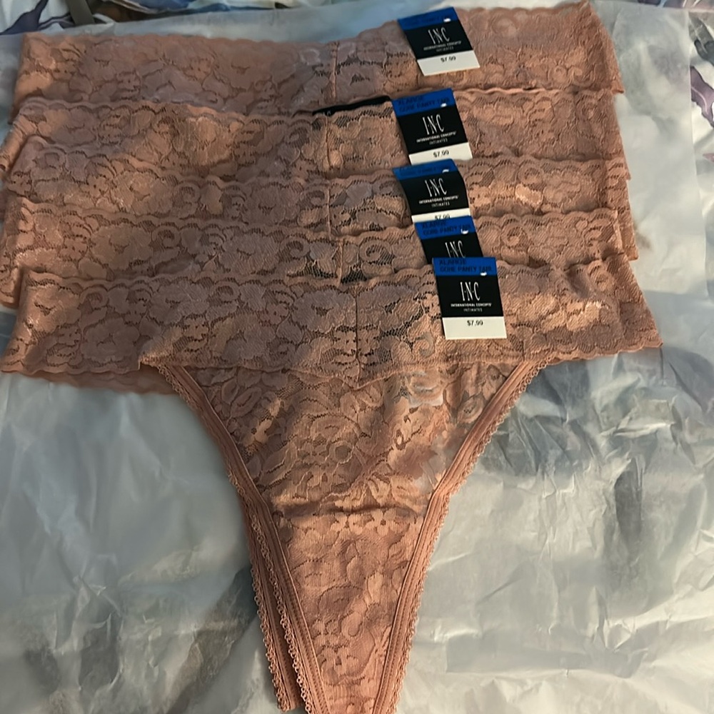 INC Intimates Women’s Lace Thong Bundle XL NWT Lot of 5pcs Ash Rose